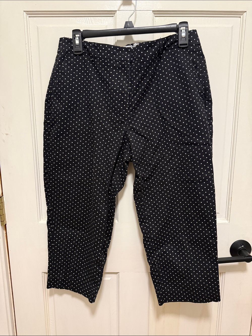 Kim Rogers Black Polka Dot Flat-Front Chinos